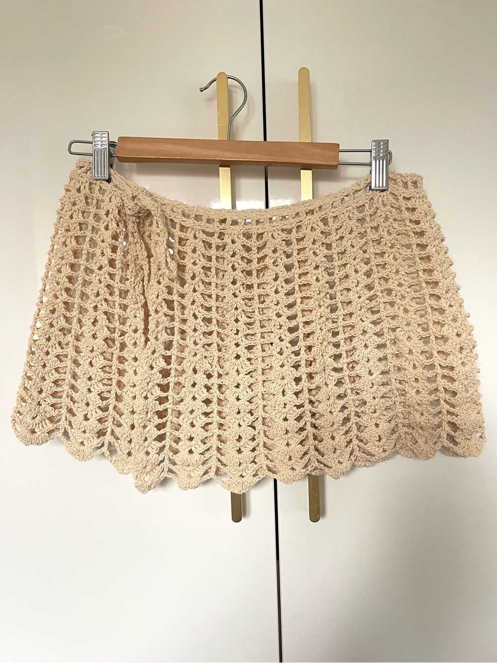 Crochet Mini Skirt bikini cover up Cream medium